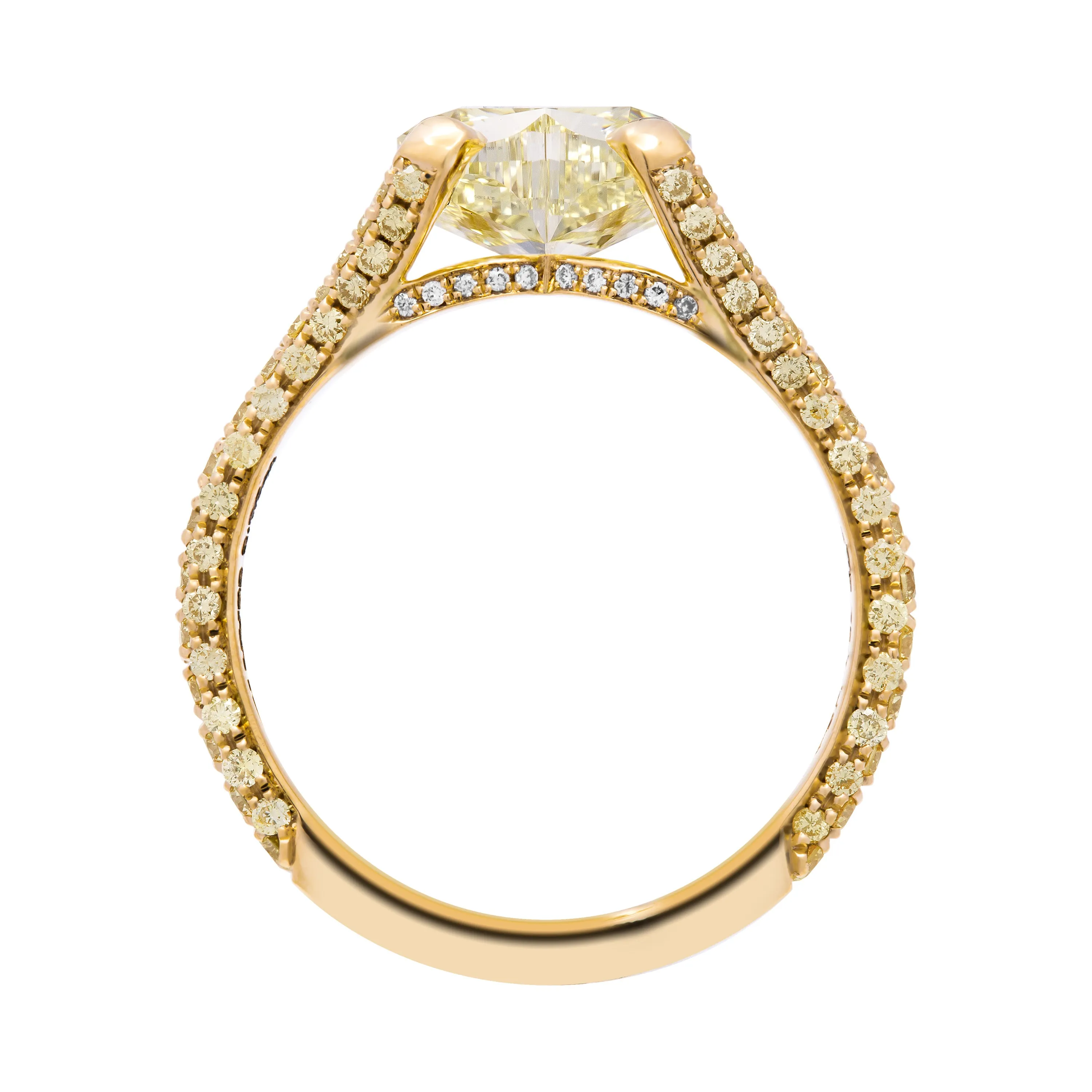 GIA Certified Ring with 3.01ct Fancy Yellow Heart Shape Diamond