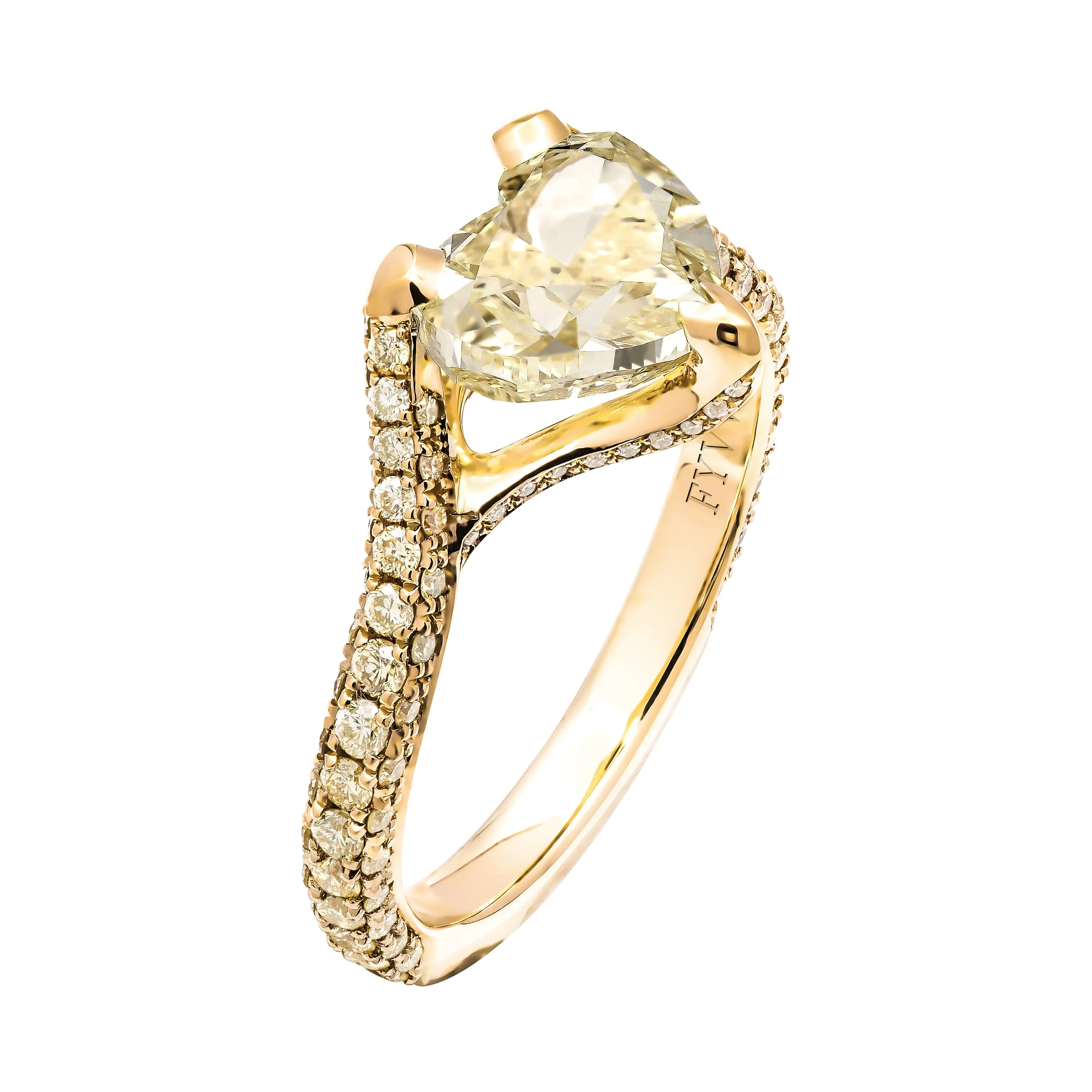 GIA Certified Ring with 3.01ct Fancy Yellow Heart Shape Diamond