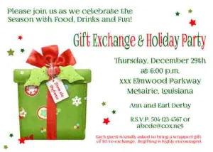 GIFT EXCHANGE CUSTOM INVITATION