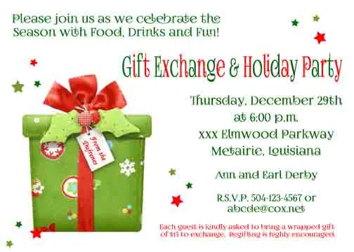 GIFT EXCHANGE CUSTOM INVITATION