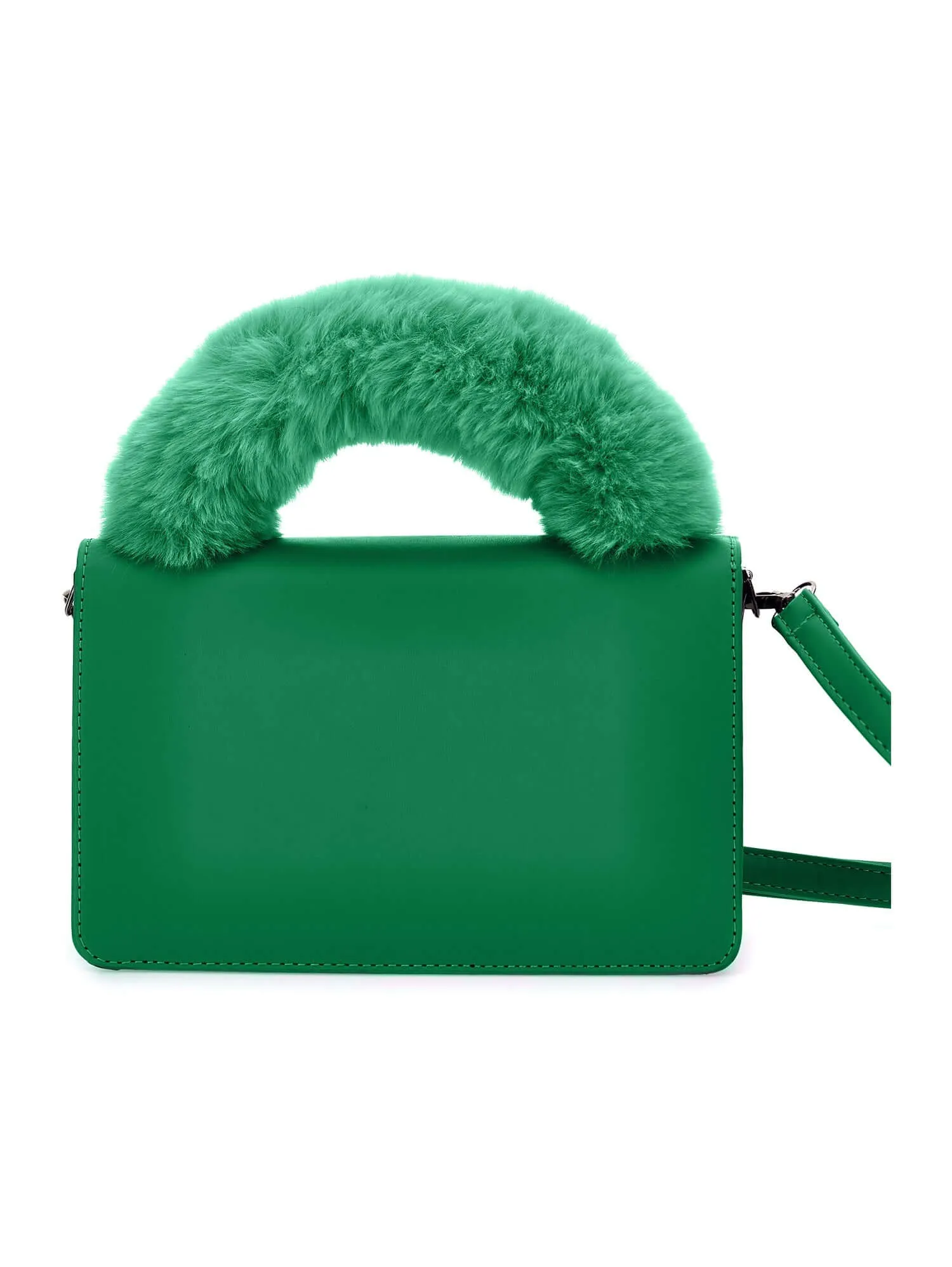 Girls Green Faux Fur Bag