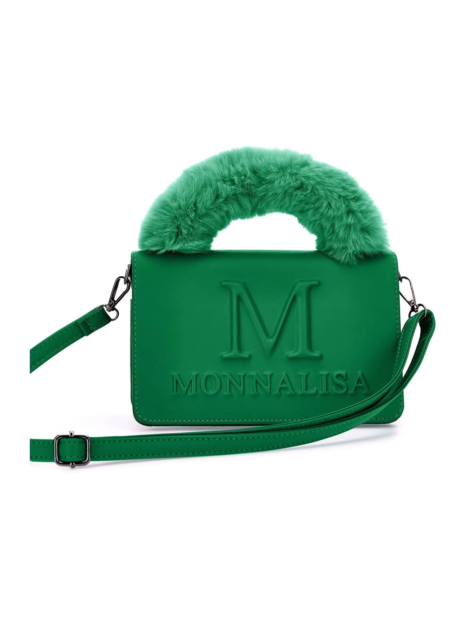 Girls Green Faux Fur Bag