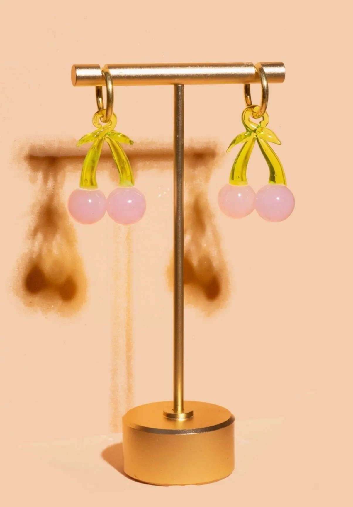 Glass Cherry Hoop Earrings