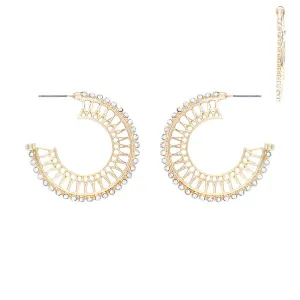 Gold Geometric Studded Hoop