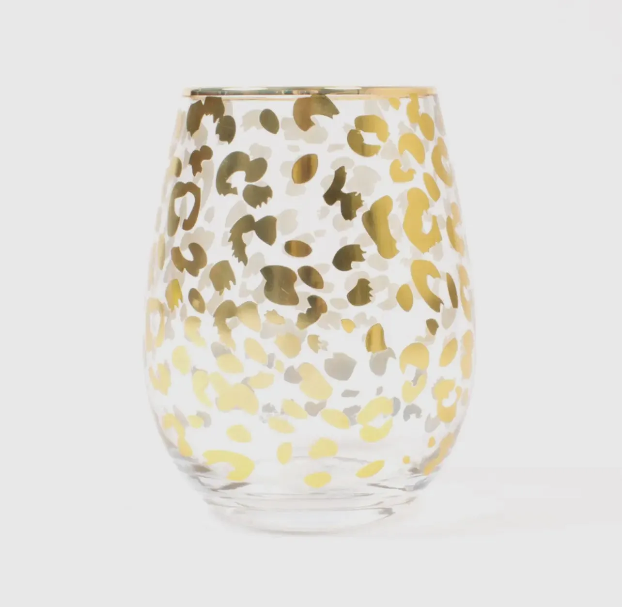 Gold Leopard Stemless Barware