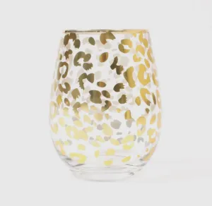 Gold Leopard Stemless Barware
