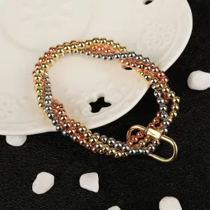 Gold Plated Tri-Color Trendy Paper Clip Bracelet