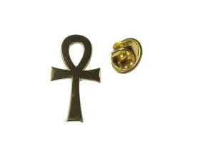 Gold Toned Shiny Ankh Lapel Pin
