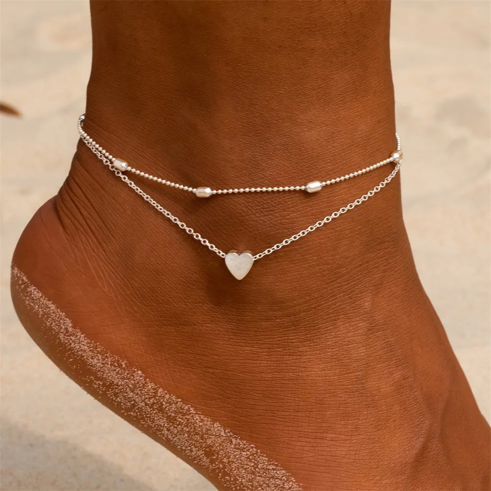 Golden Heart Beach Anklet Chain - Summer Fashion Statement Piece