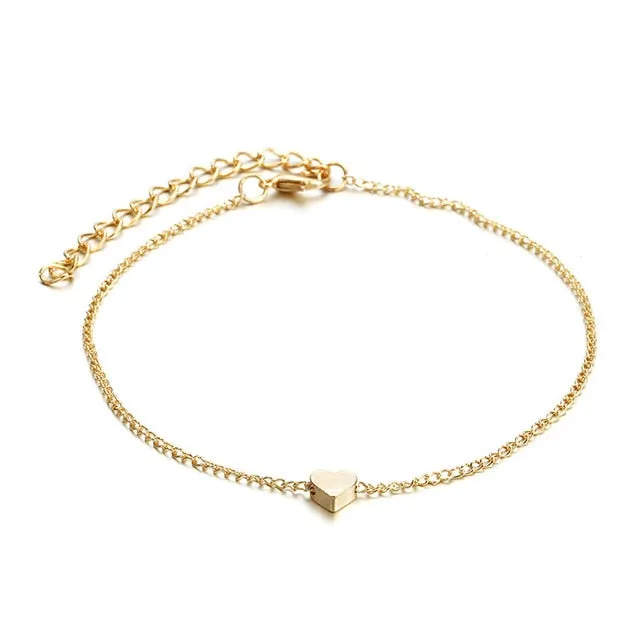 Golden Heart Beach Anklet Chain - Summer Fashion Statement Piece