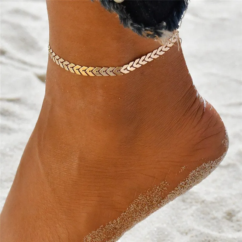 Golden Heart Beach Anklet Chain - Summer Fashion Statement Piece