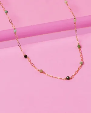 GREEN OPAL BEADED 14K GOLD-FILLED NECKLACE