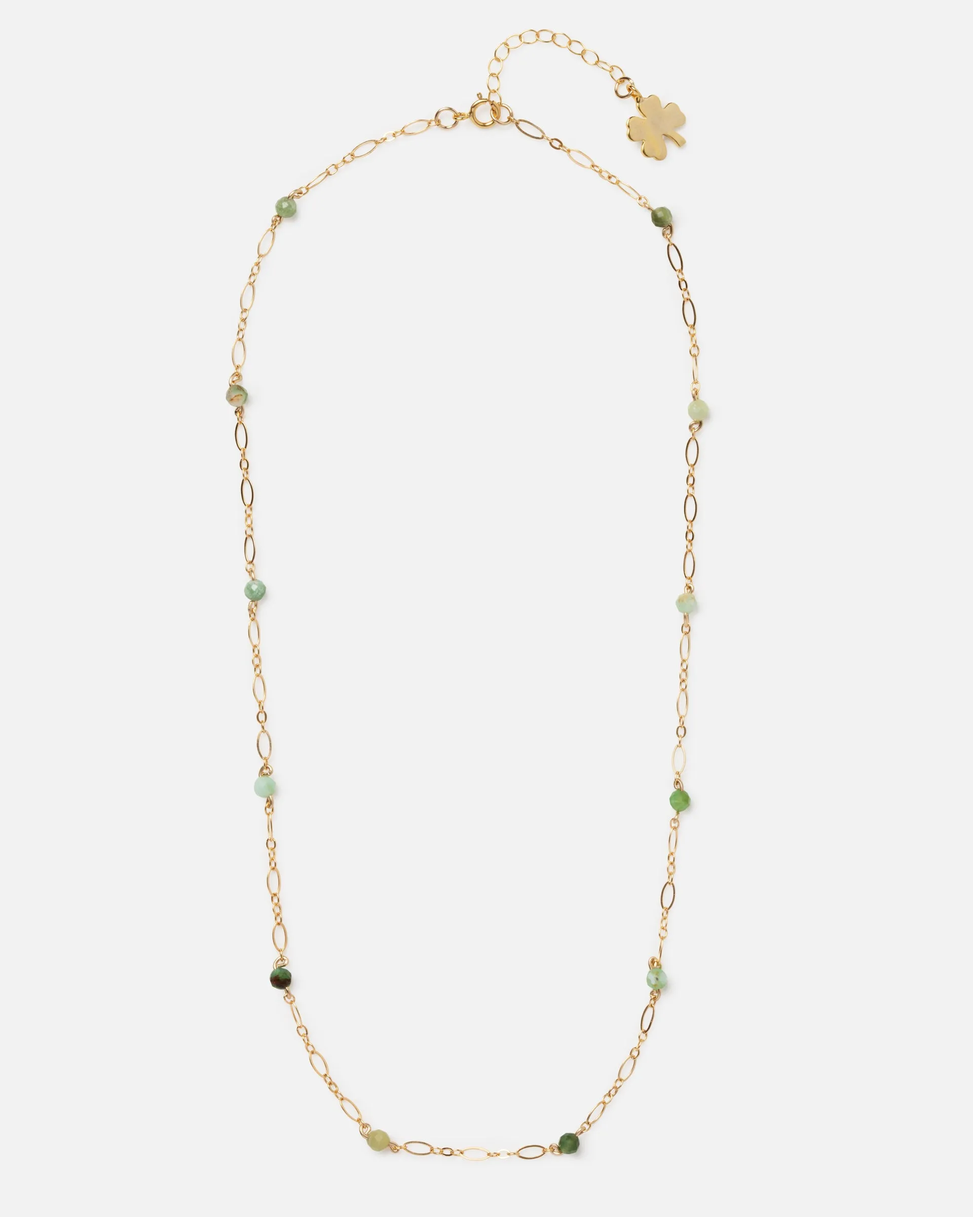 GREEN OPAL BEADED 14K GOLD-FILLED NECKLACE