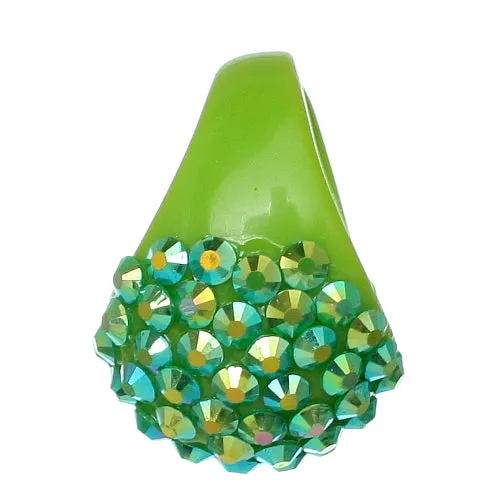 Green Studded Iridescent Rhinestone Dome Ring