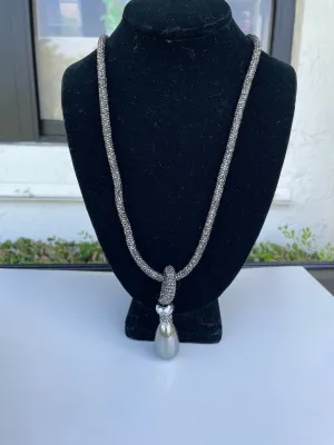 Grey Crystal and Pearl Necklace