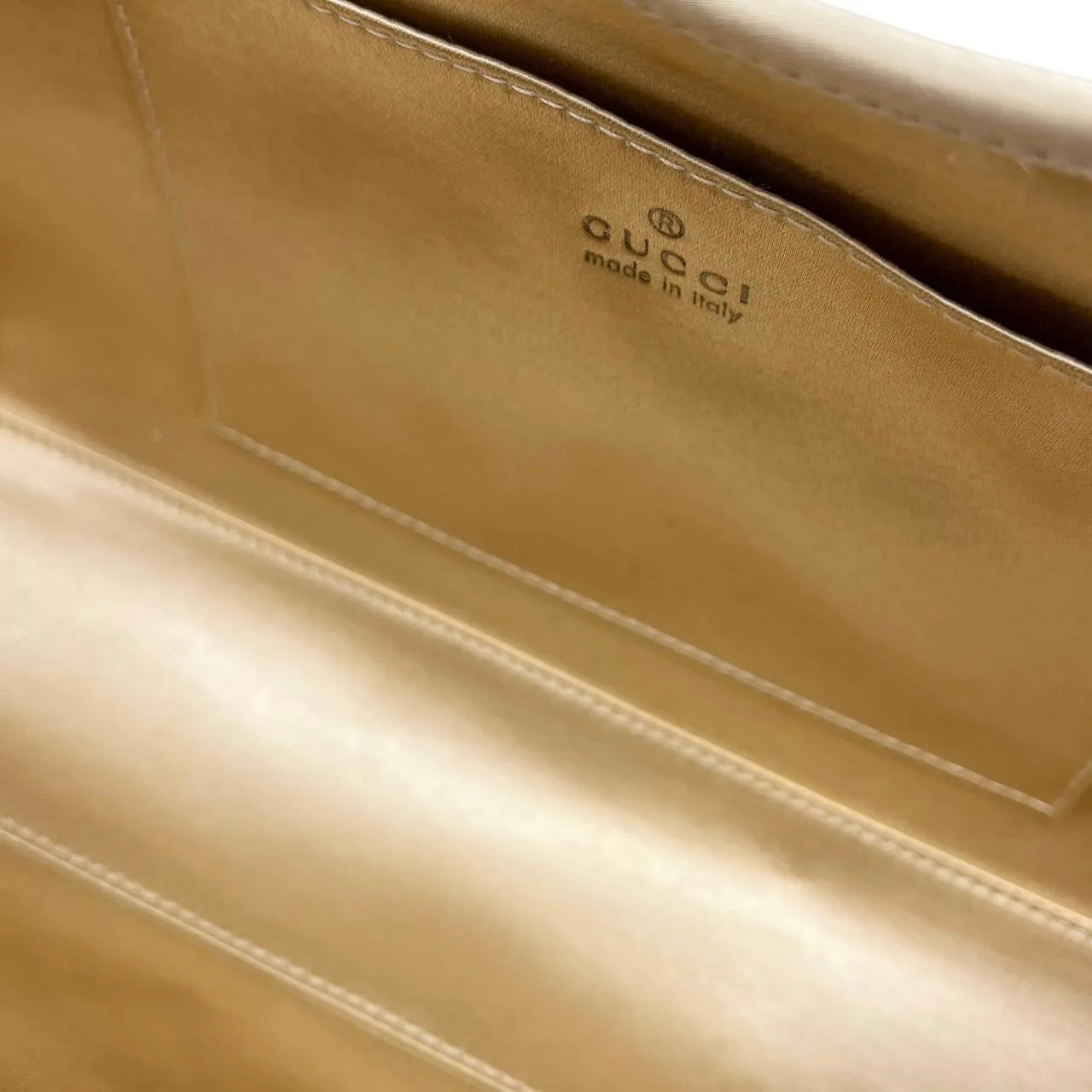 Gucci Gold Satin Logo Jackie Bag