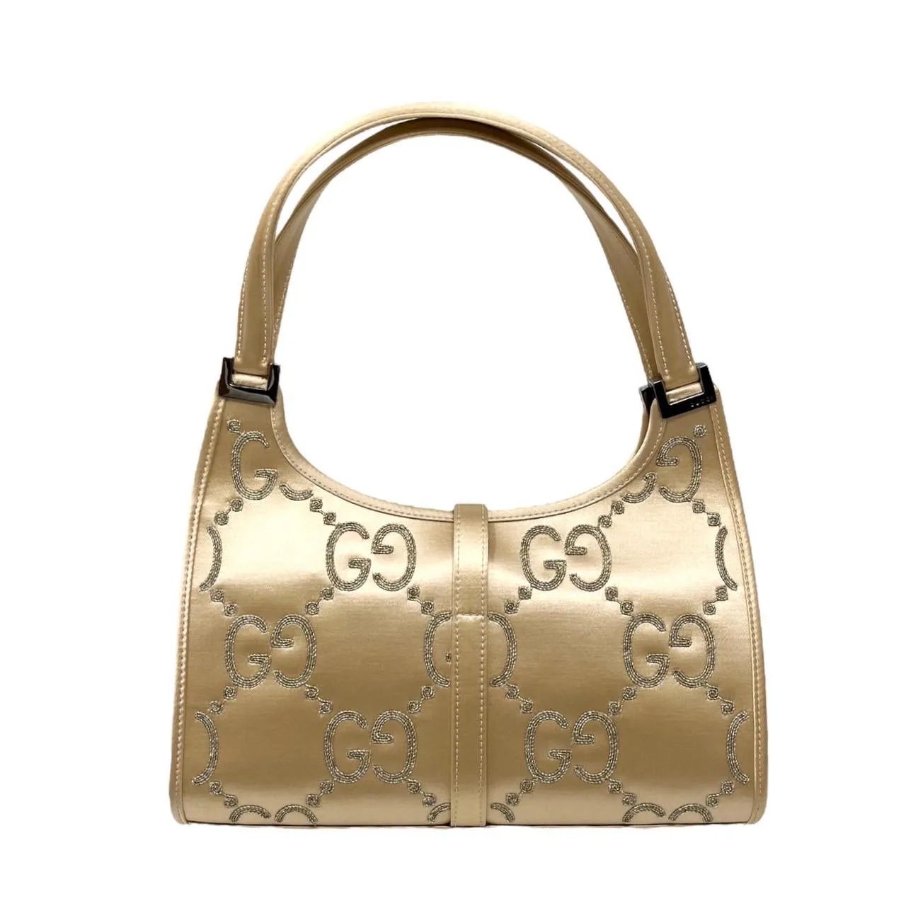 Gucci Gold Satin Logo Jackie Bag