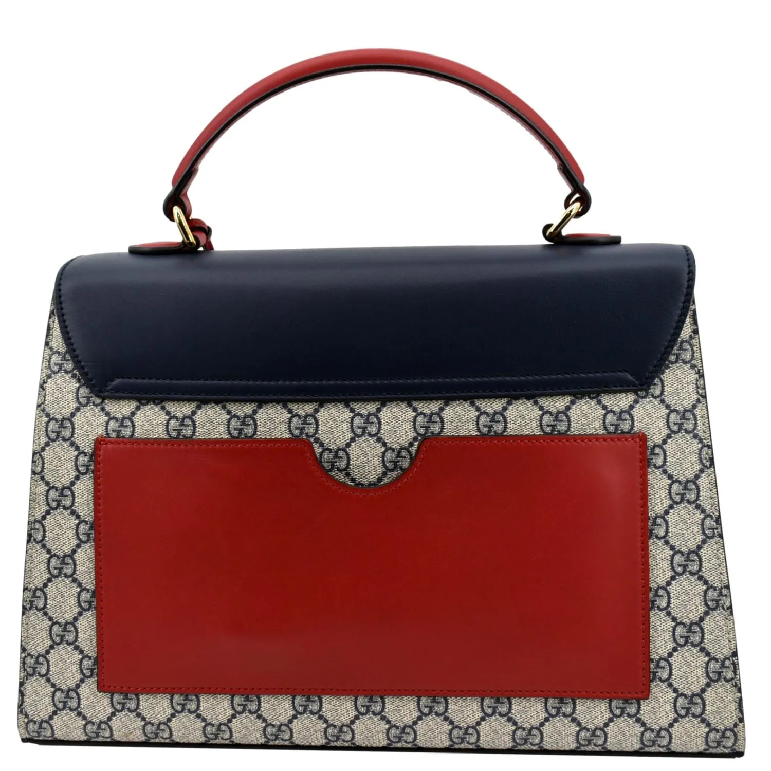 GUCCI Medium Padlock GG Supreme Monogram Top Handle Bag Blue 432674