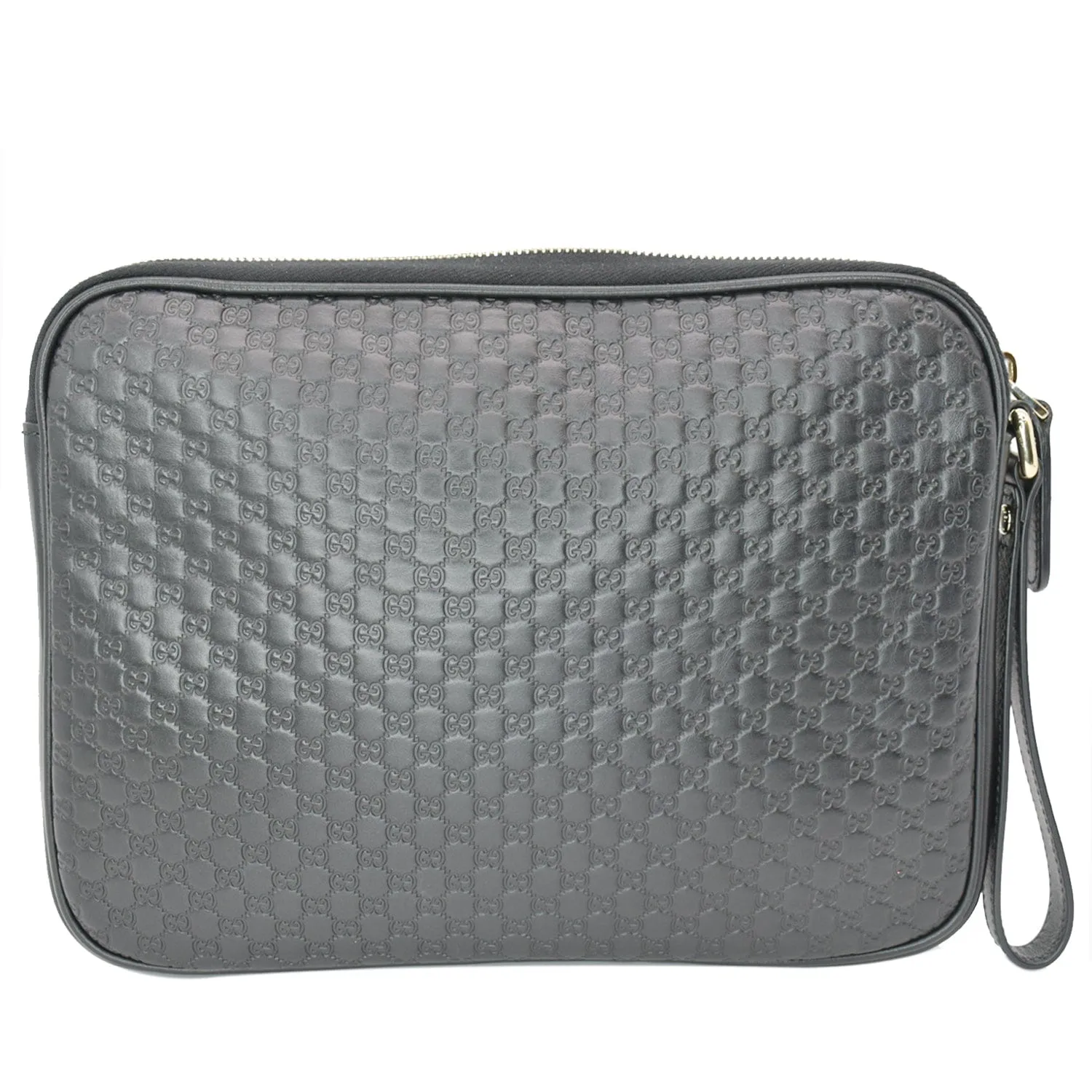 GUCCI Microguccissima Leather Clutch Bag Black 607726