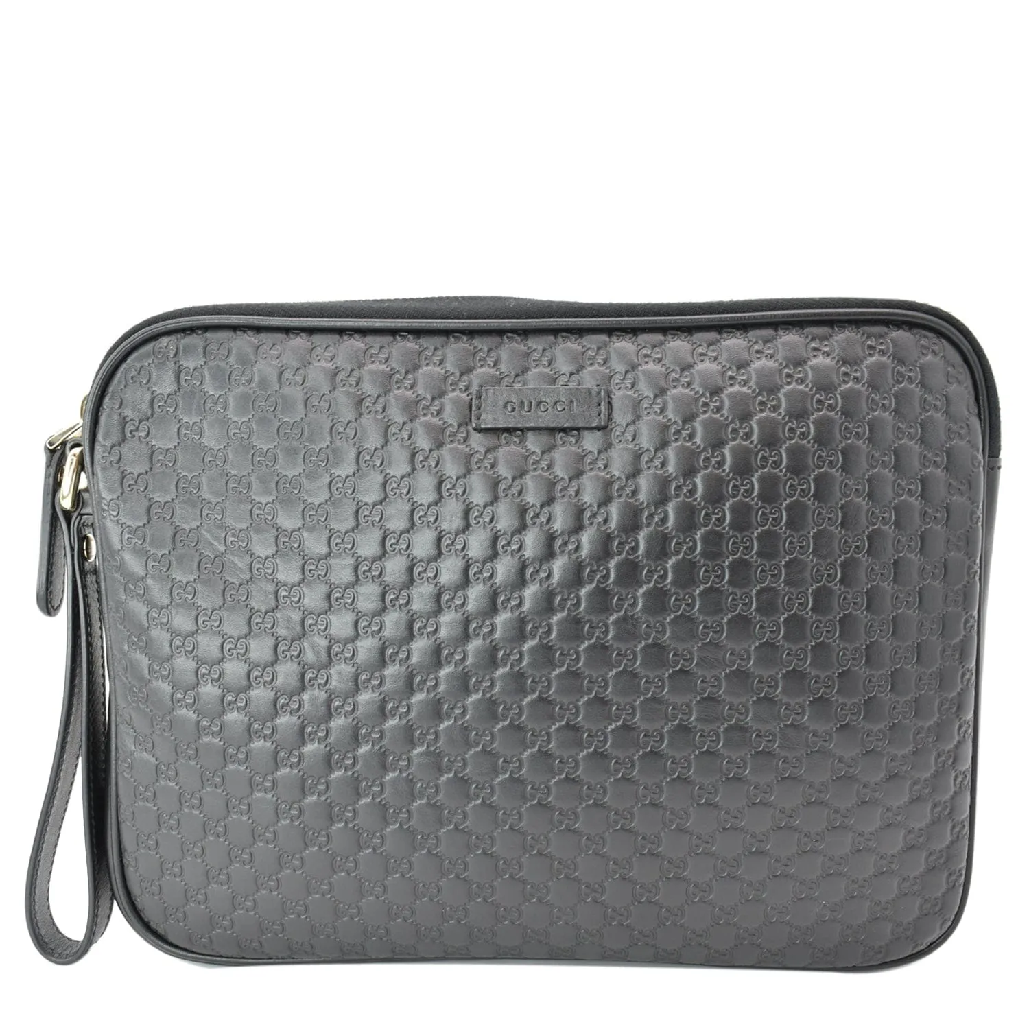 GUCCI Microguccissima Leather Clutch Bag Black 607726
