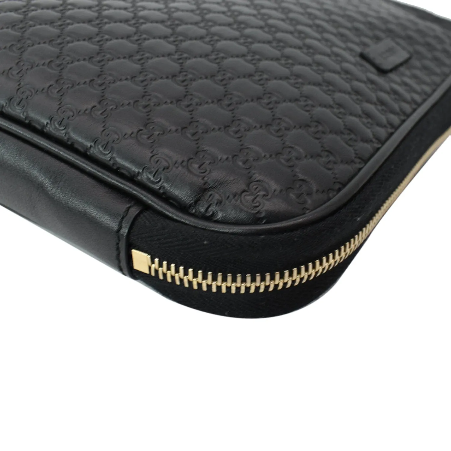GUCCI Microguccissima Leather Clutch Bag Black 607726