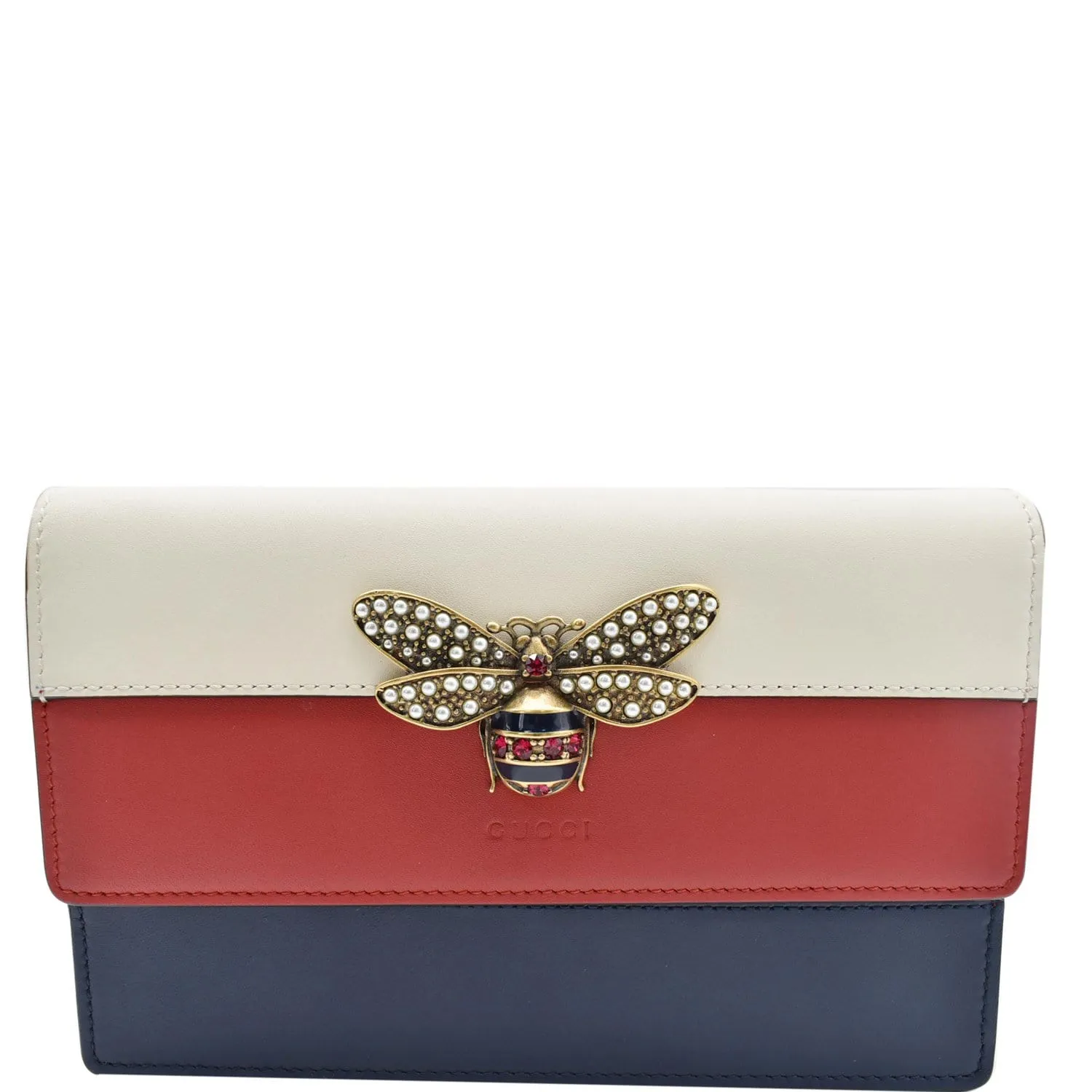 GUCCI Queen Margaret Leather Chain Wallet Red 476079