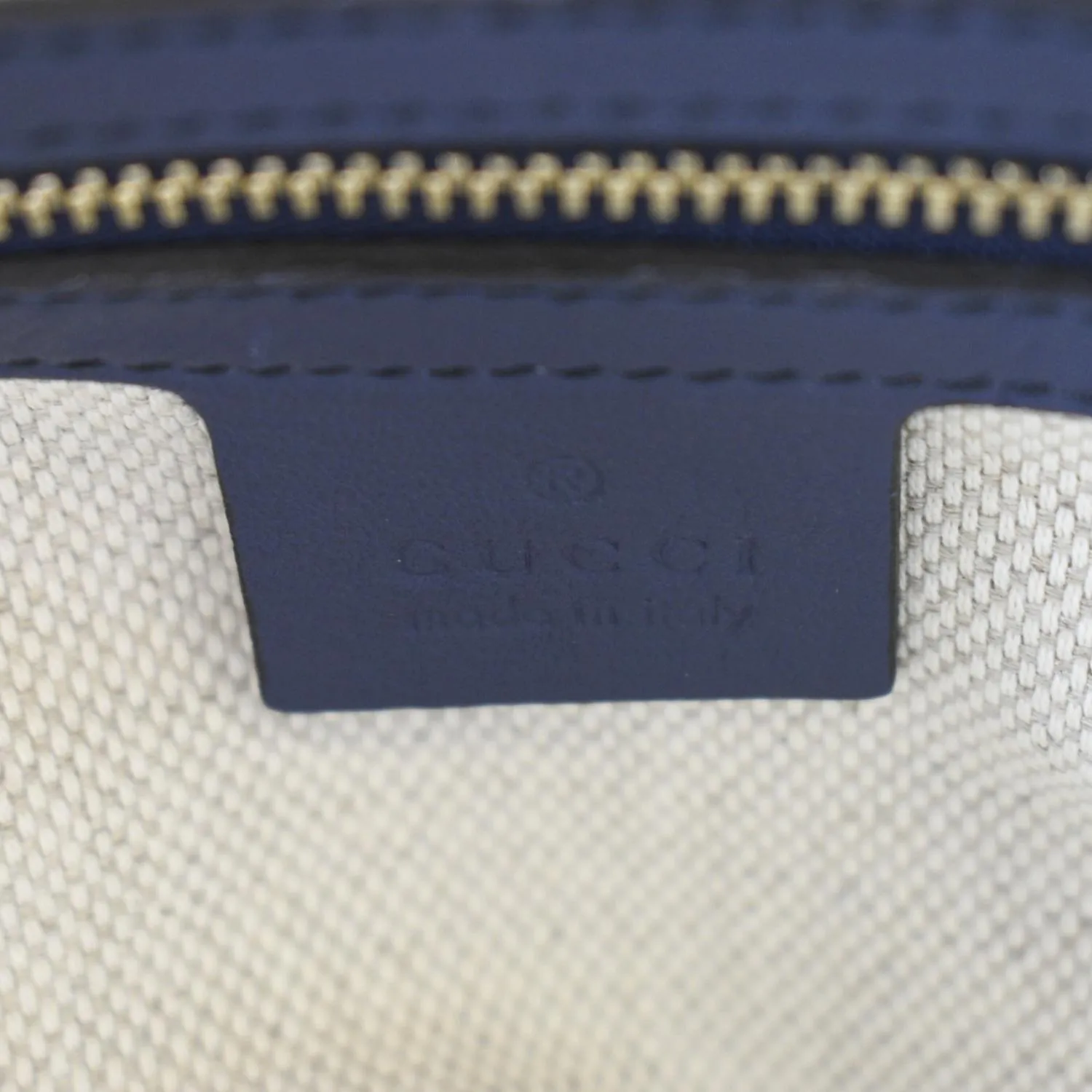 GUCCI Soho Leather Chain Shoulder Bag Navy Blue 308983