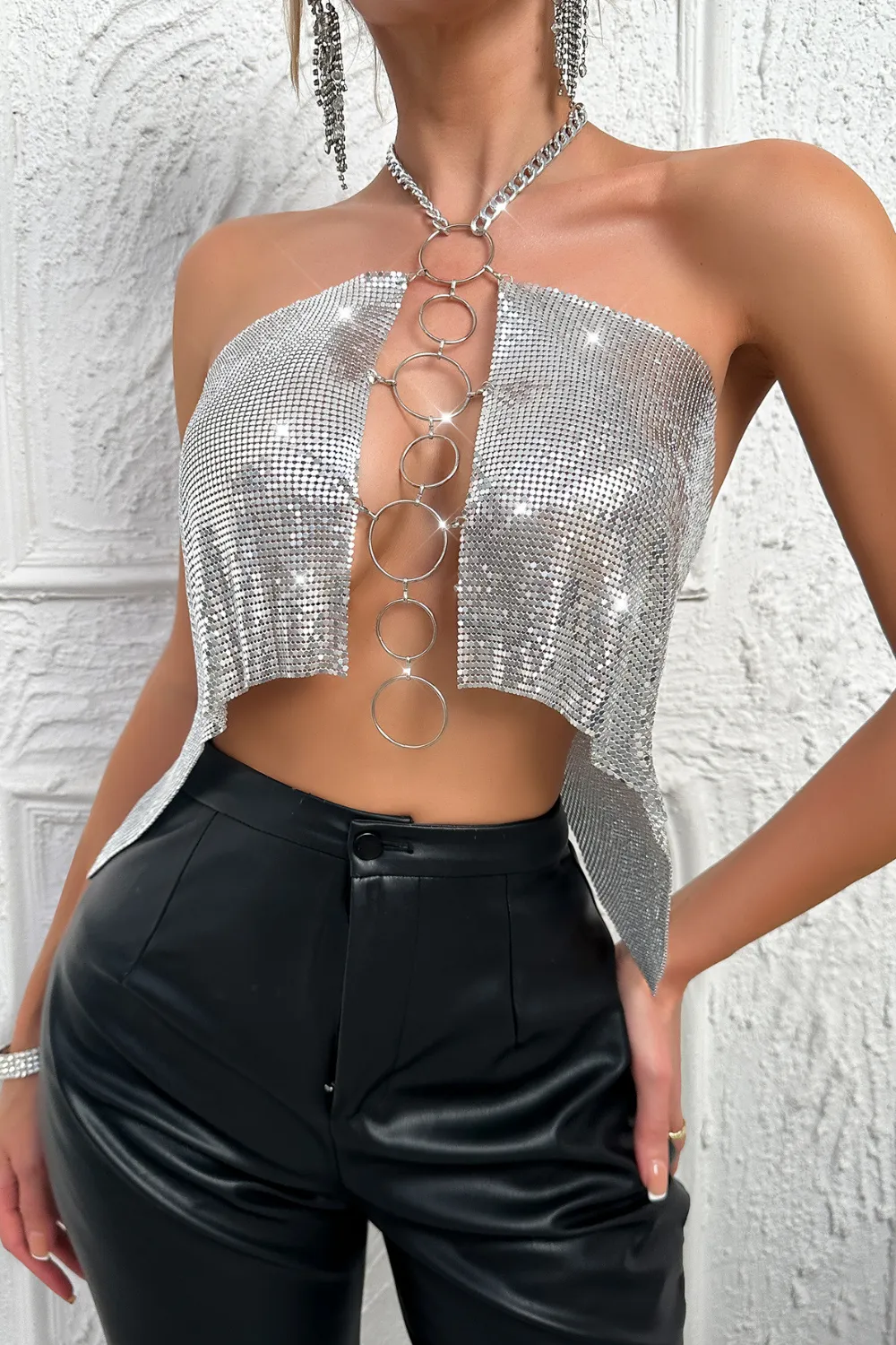 Halter Strapless Sequin Top