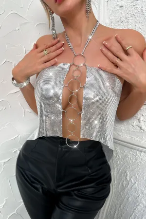 Halter Strapless Sequin Top