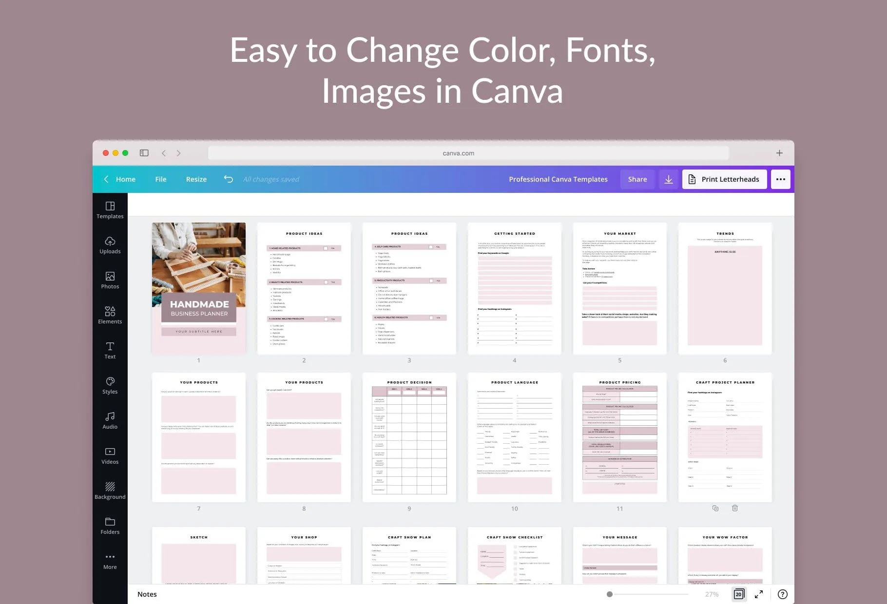 Handmade Business Planner Canva Template