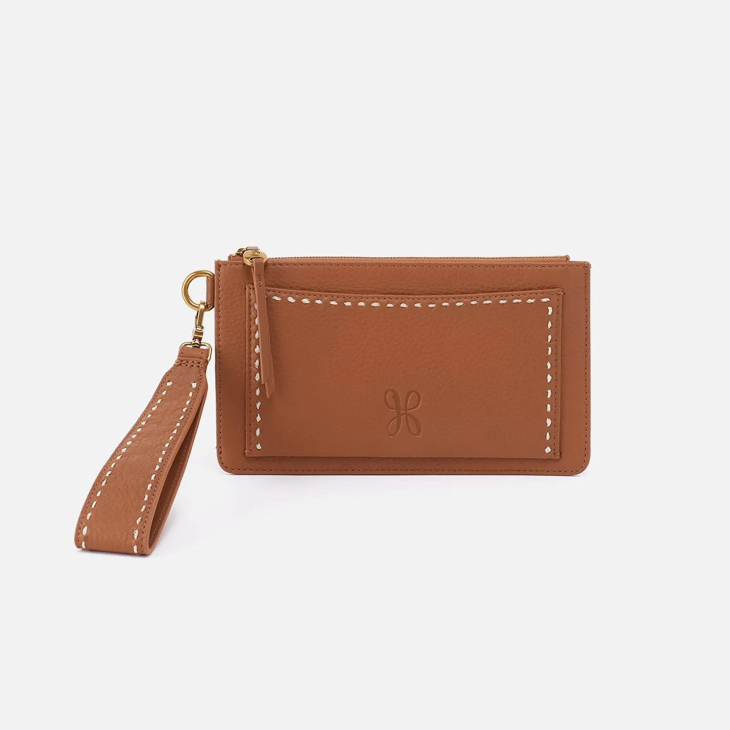 Hart Wristlet In Pebbled Leather - Warm Honey