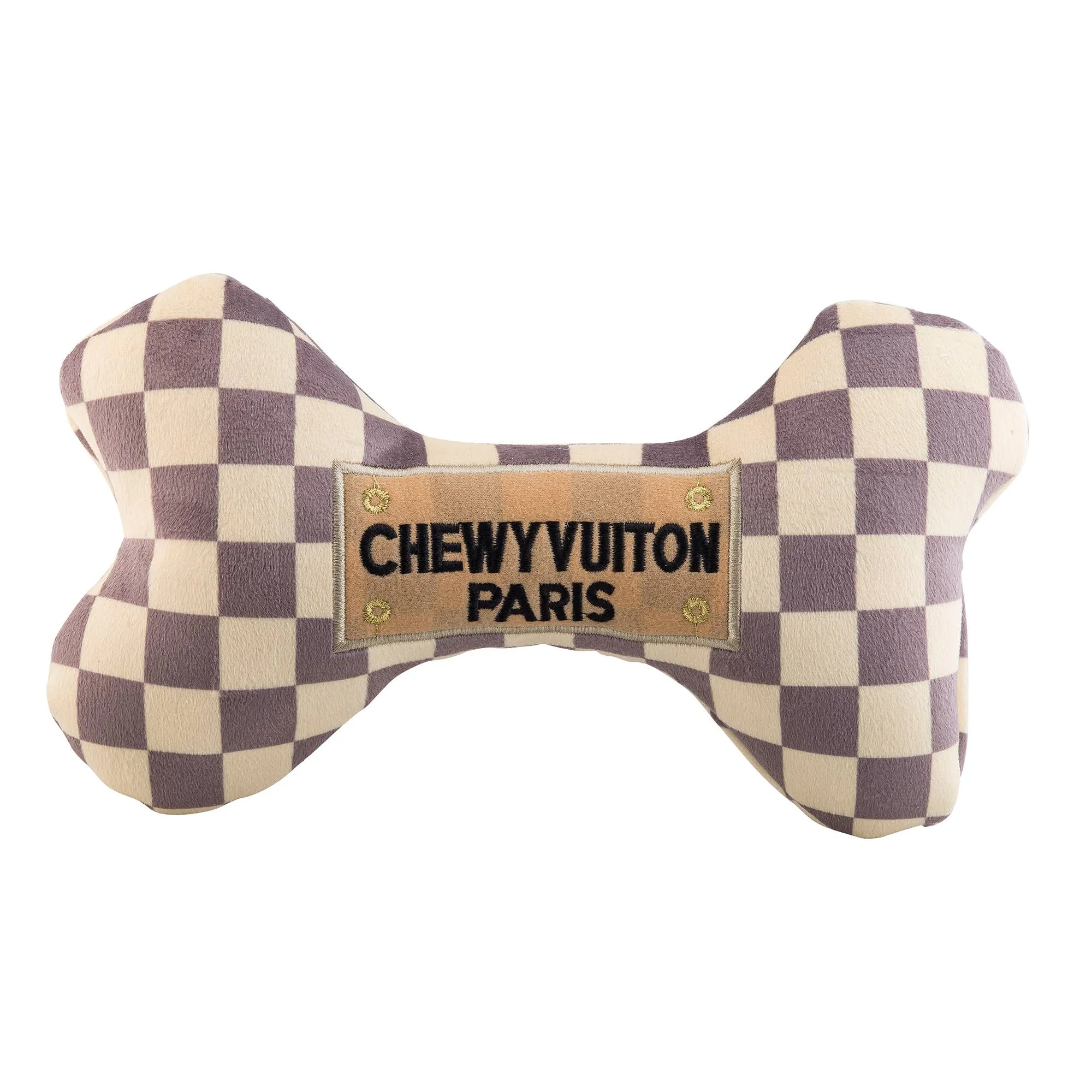 Haute Diggity Dog - Checker Chewy Vuiton Bones Squeaker Dog Toy: Large