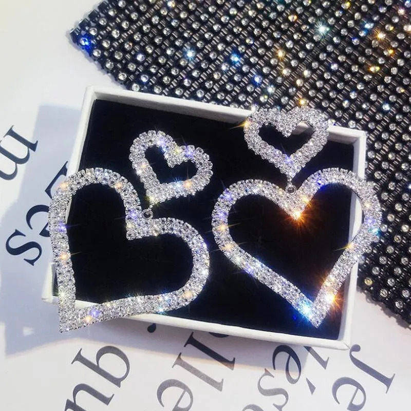 Heart Pattern Studded Drop Earrings