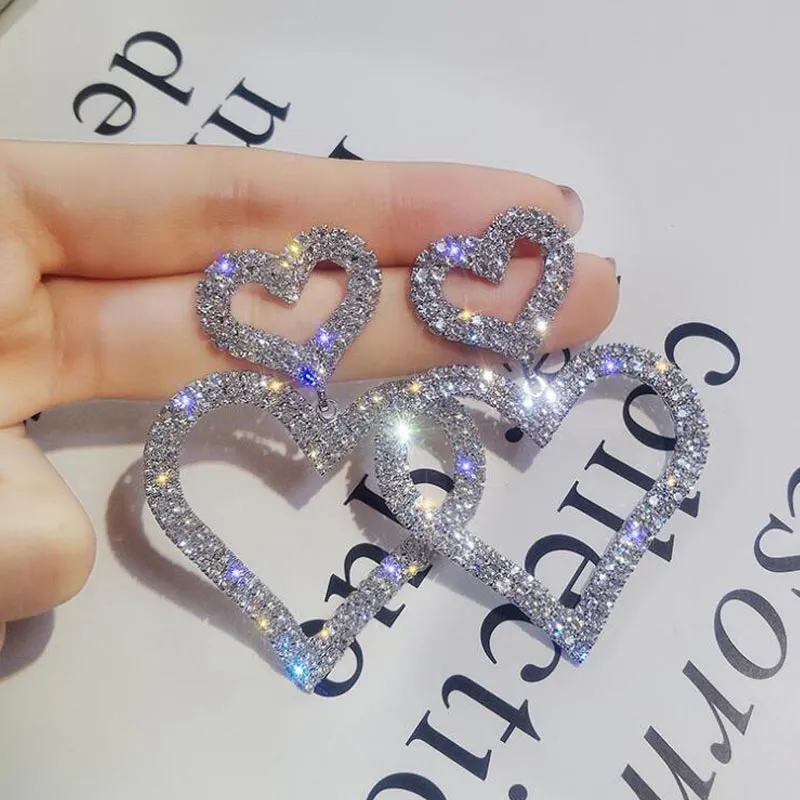 Heart Pattern Studded Drop Earrings