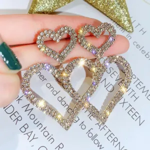 Heart Pattern Studded Drop Earrings