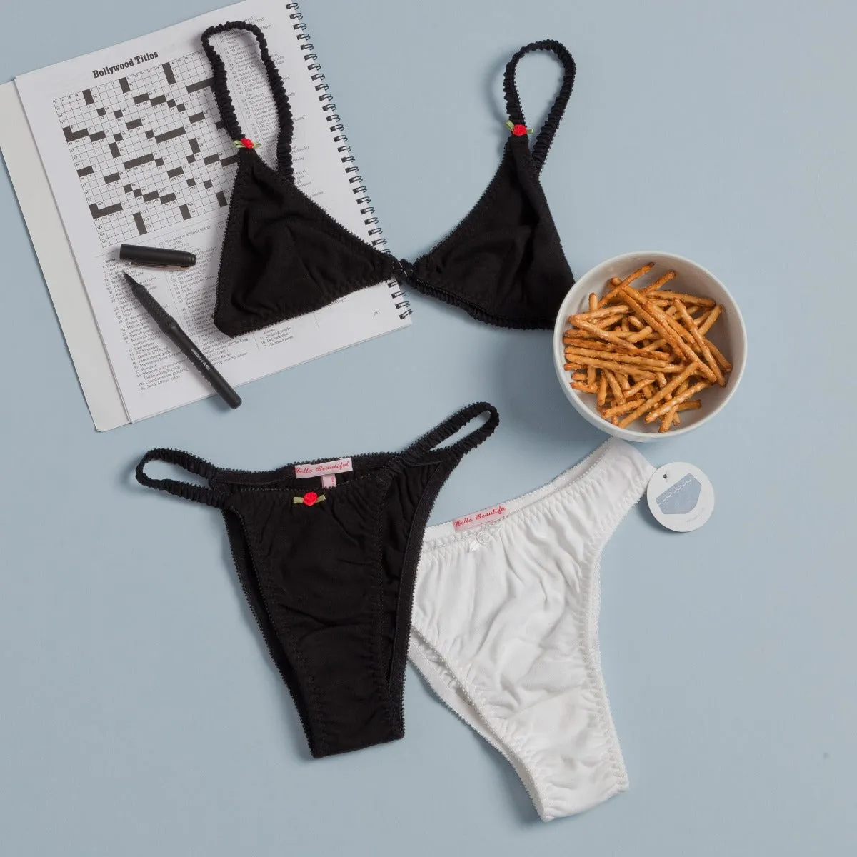 Hello Beautiful: Romance String Panty - Black