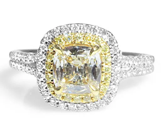 Henri Daussi 0.81cts Cushion Cut Diamond Engagement Ring