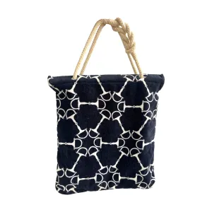 Hermes Black Terry Cloth Beach Bag