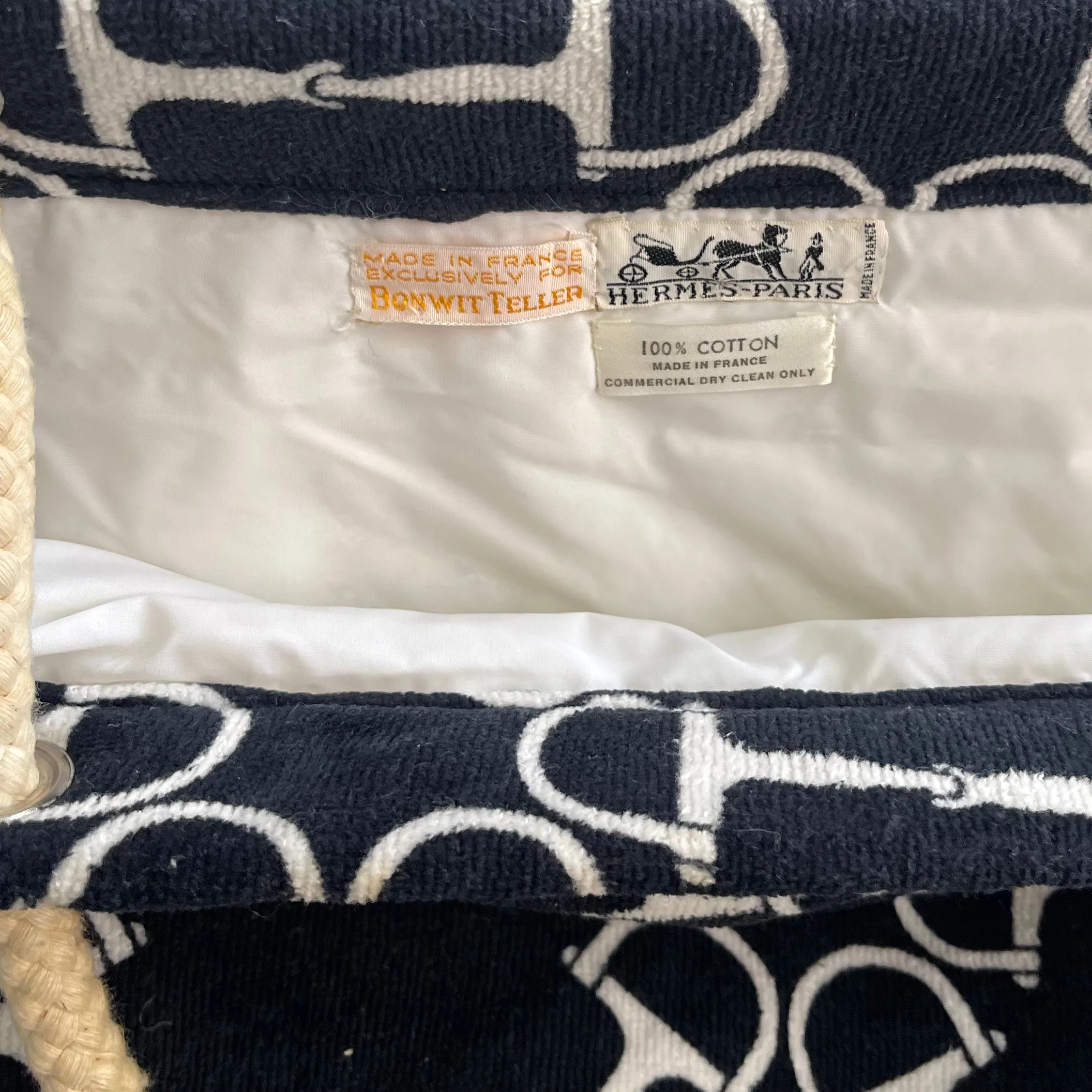 Hermes Black Terry Cloth Beach Bag