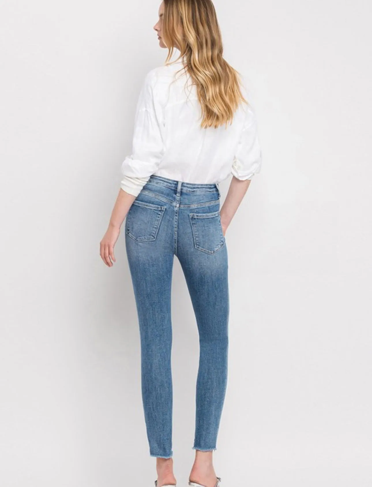High Rise Skinny Ankle Jeans Medium Wash