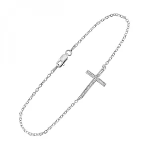 Horizontal Diamond Pave Cross Bracelet