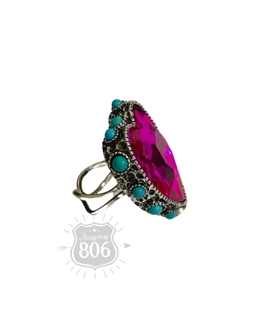 Hot Pink Rhinestone Heart Ring | Stuffology Boutique