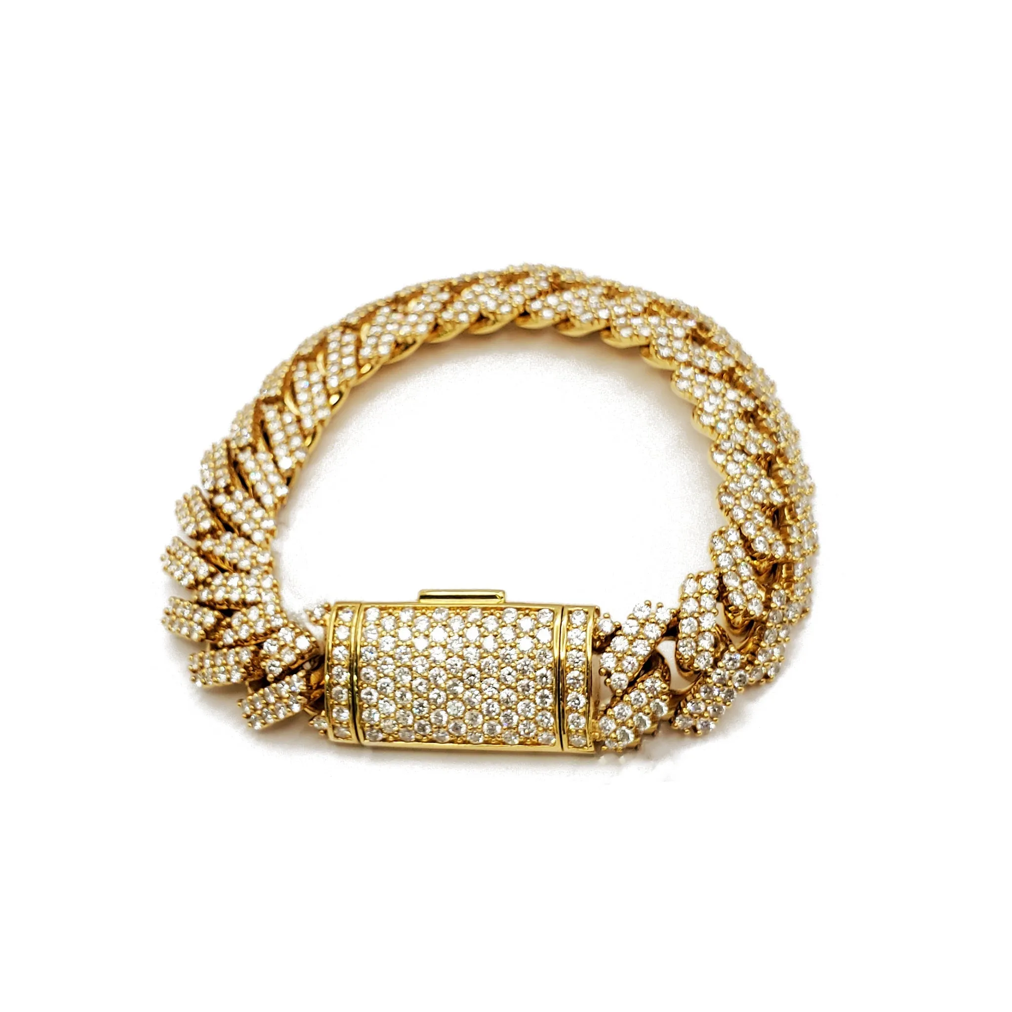 Iced-Out Pointy Cuban bracelet (14K)