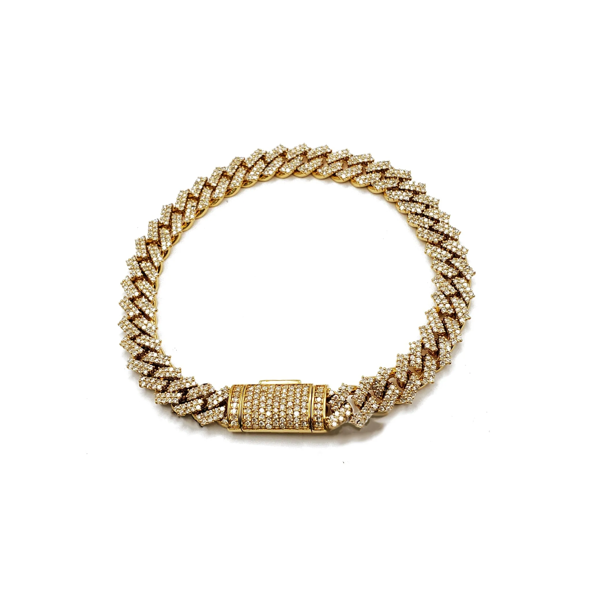 Iced-Out Pointy Cuban bracelet (14K)