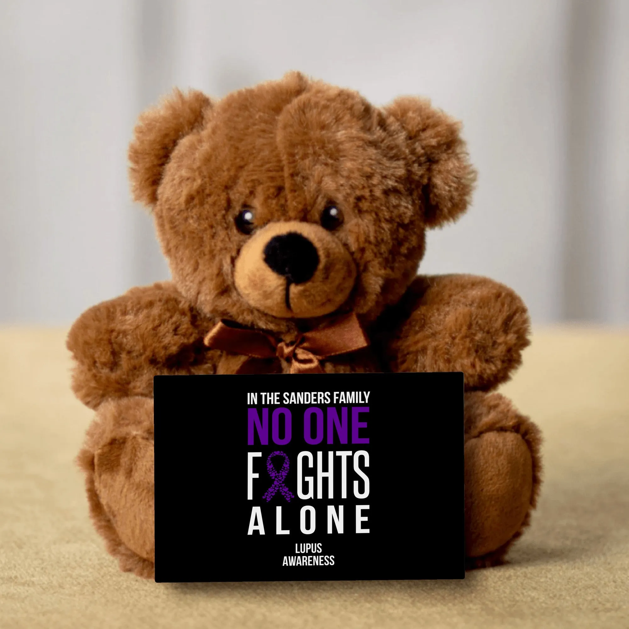 In This Family No One Fights Alone Lupus Teddy Bear - Personalized - PRICE INCLUDES FREE SHIPPING