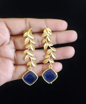 Indo Western Trendy Earring With Gold Plating Blue