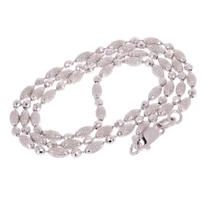 Italian 14k White Gold Oval & Disco Balls Beads Fancy Necklace 2.5mm 16" 6.5gram