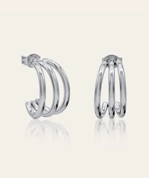 Ivanna Silver Triple Hoop Earrings