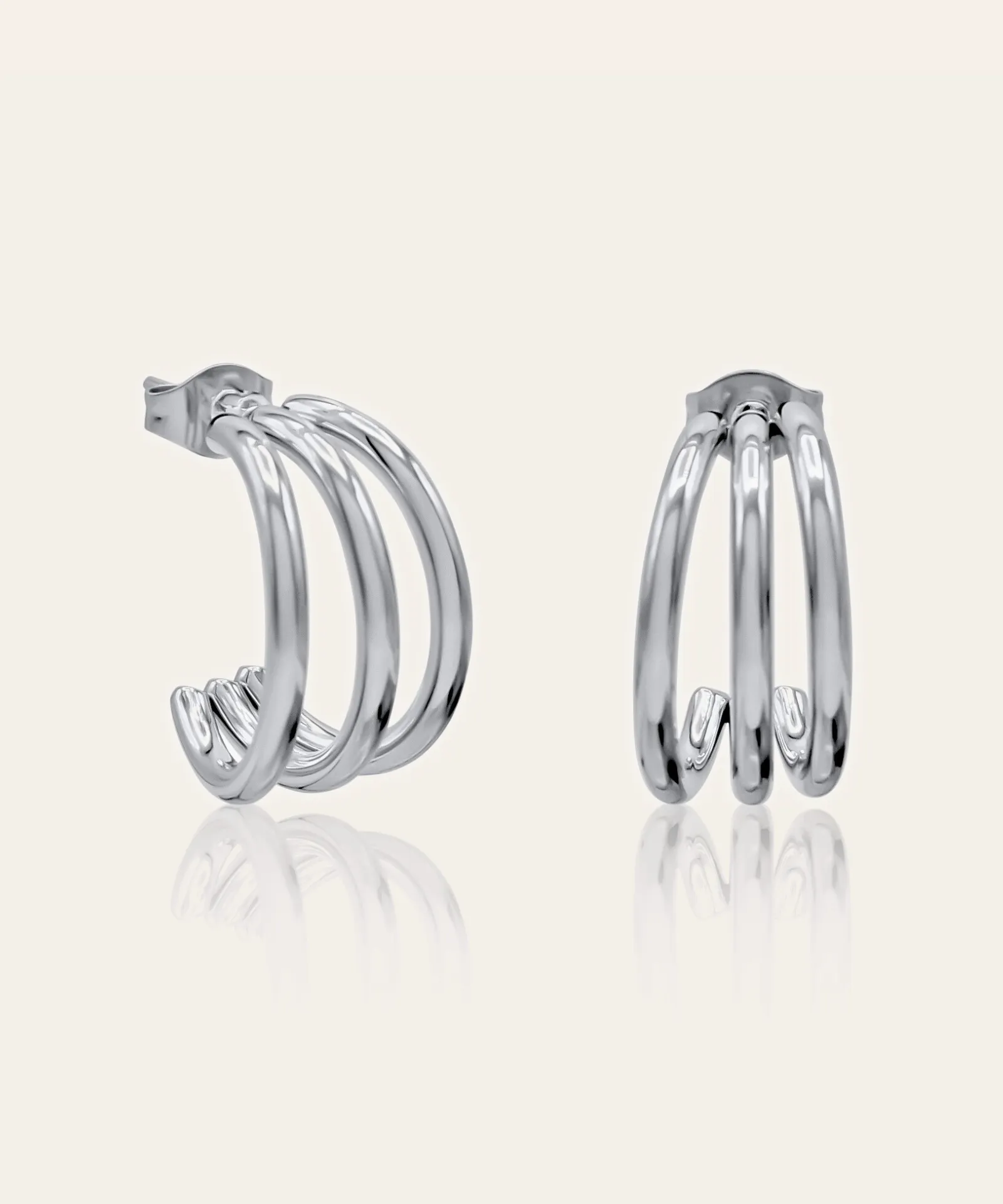 Ivanna Silver Triple Hoop Earrings