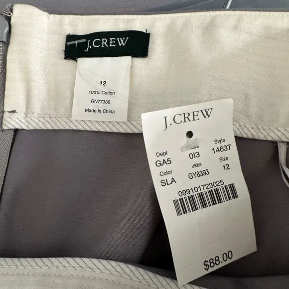 J. Crew NWT Gray 100% Business Casual Cotton Pencil Skirt size 12